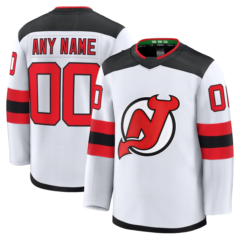 Pouc Custom N.Jersey Devils White Away Premium Jerseys