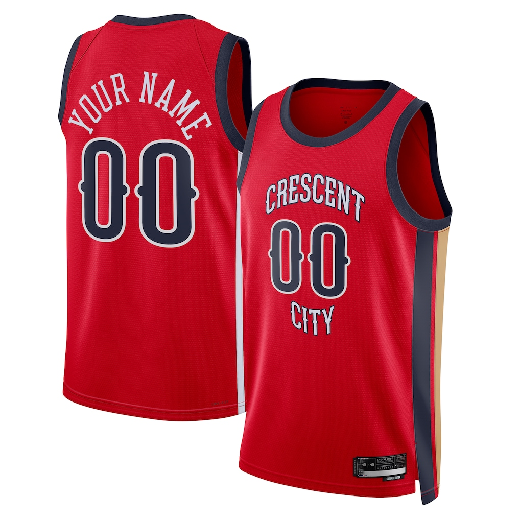 Pouc Custom NO.Pelicans Jordan Brand Red Swingman Stitched Jerseys- Statement Edition