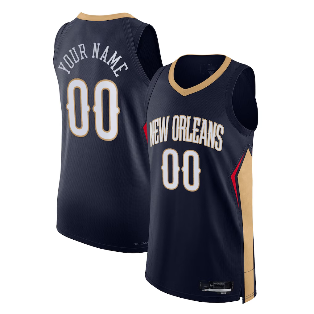 Pouc Custom NO.Pelicans Navy 2021-2022 Diamond Authentic Stitched Jerseys- Icon Edition