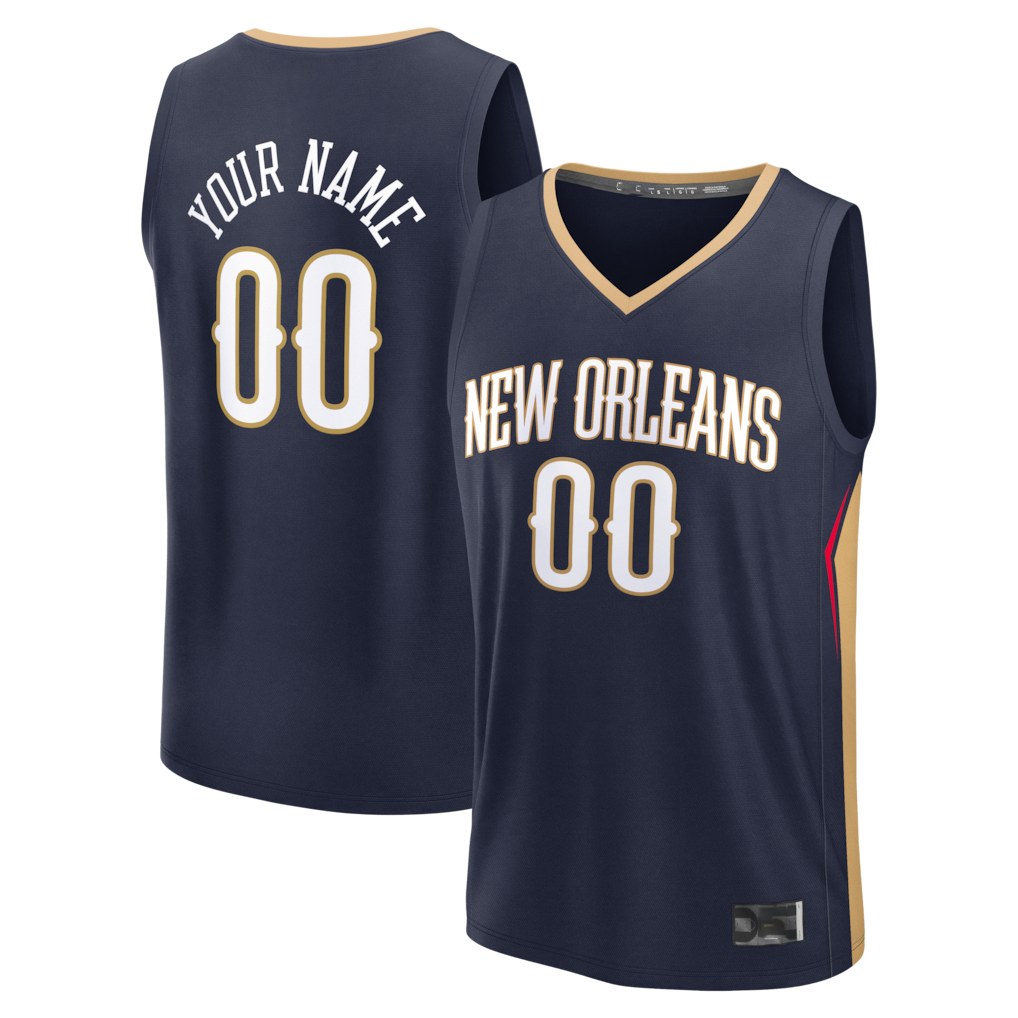 Pouc Custom NO.Pelicans Navy Fast Break Stitched Jerseys- Icon Edition