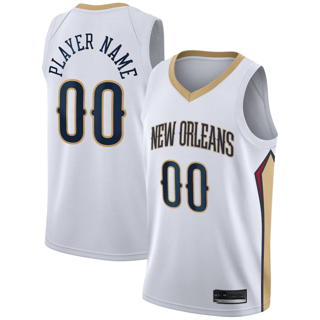 Pouc Custom NO.Pelicans White 2020-2021 Swingman Stitched Jerseys- Association Edition
