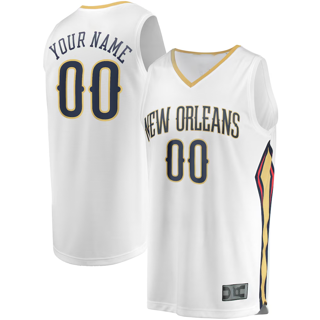 Pouc Custom NO.Pelicans White Fast Break Stitched Jerseys- Association Edition