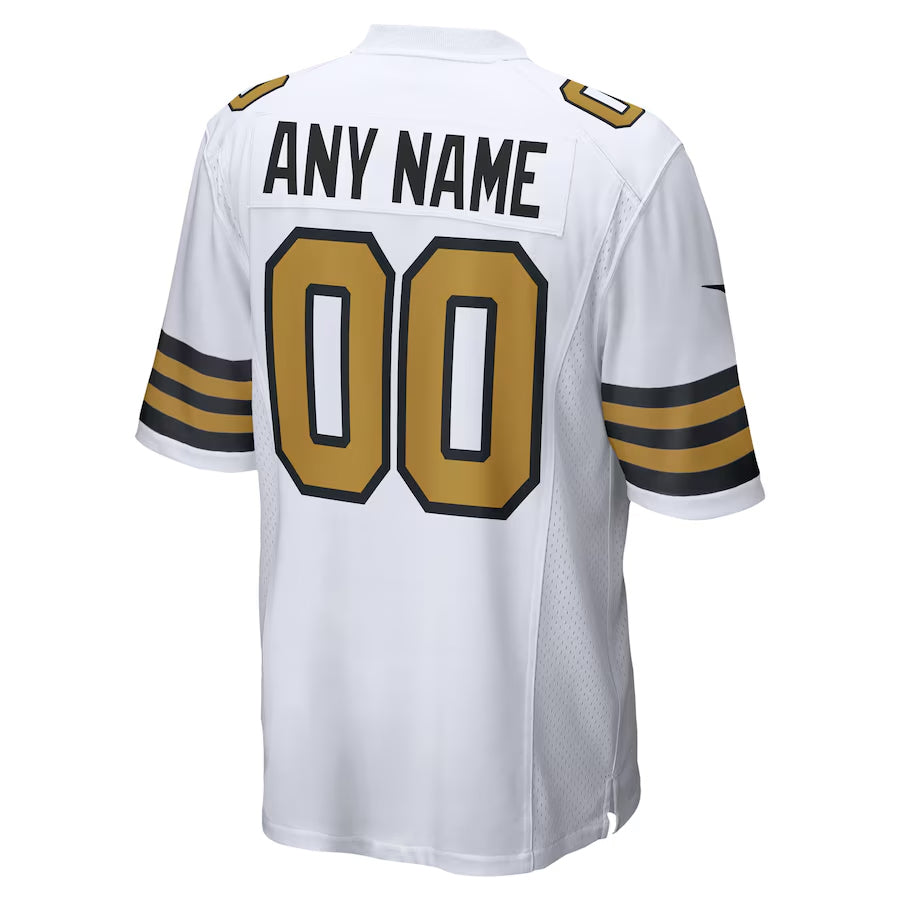 Pouc Custom NO.Saints White Alternate Game Stitched Jerseys
