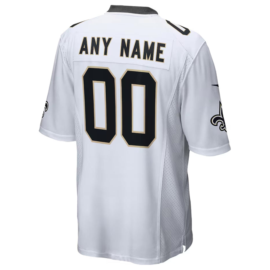 Pouc Custom NO.Saints White Home Game Stitched Jerseys