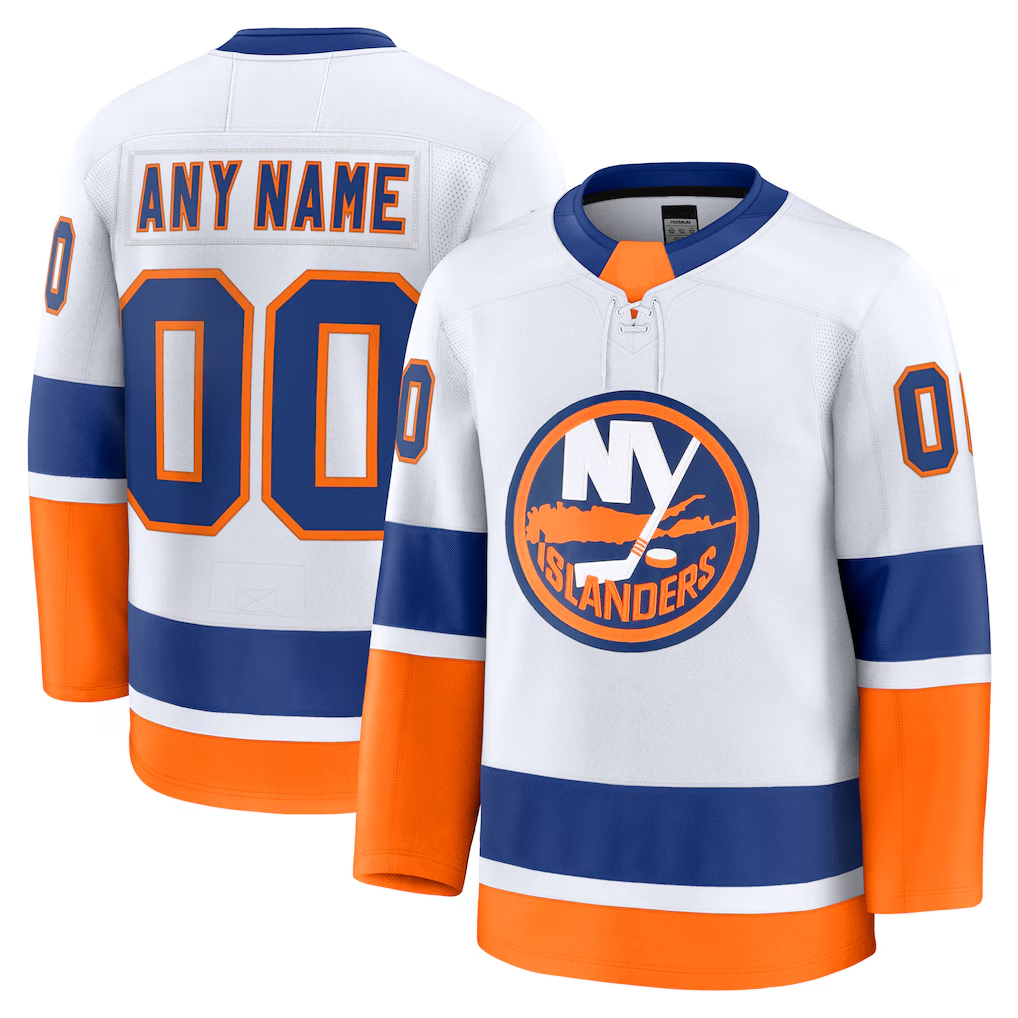 Pouc Custom NY.Islanders White Away Premium Jerseys
