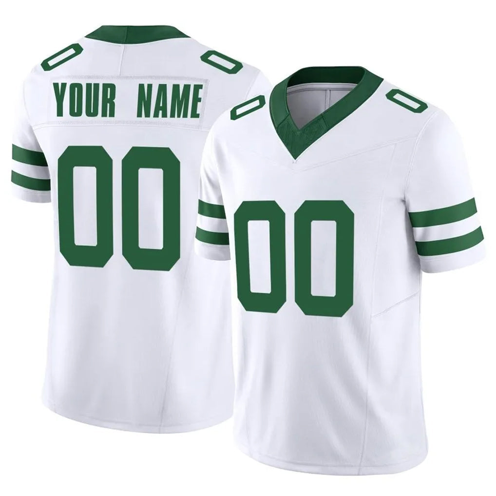 Pouc Custom NY.Jets White Legacy Limited Vapor F.U.S.E. Home Game Any Name & Numbers Stitched Jerseys