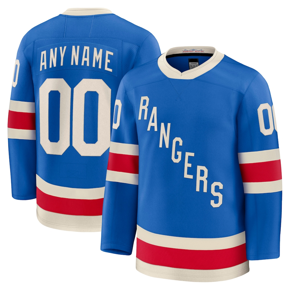 Pouc Custom NY.Rangers Blue Centennial Premium Jerseys