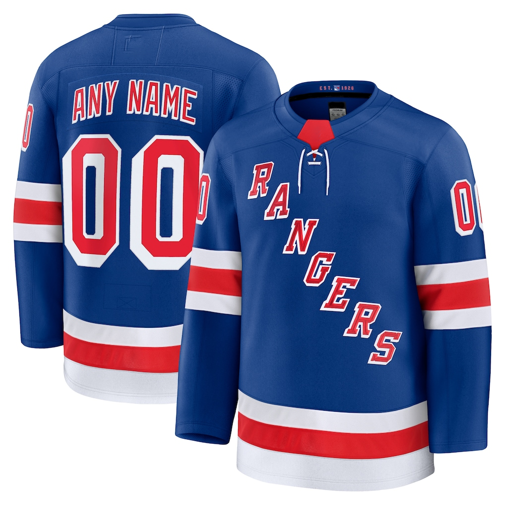 Pouc Custom NY.Rangers Royal Home Premium Jerseys