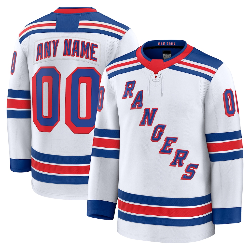 Pouc Custom NY.Rangers White Away Premium Jerseys