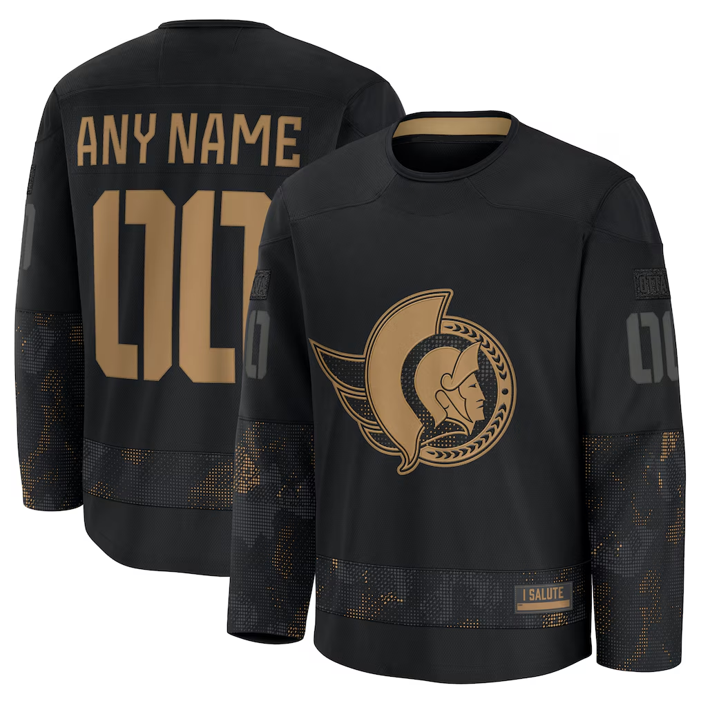 Pouc Custom O.Senators Black 2024 Military Appreciation Practice Jerseys