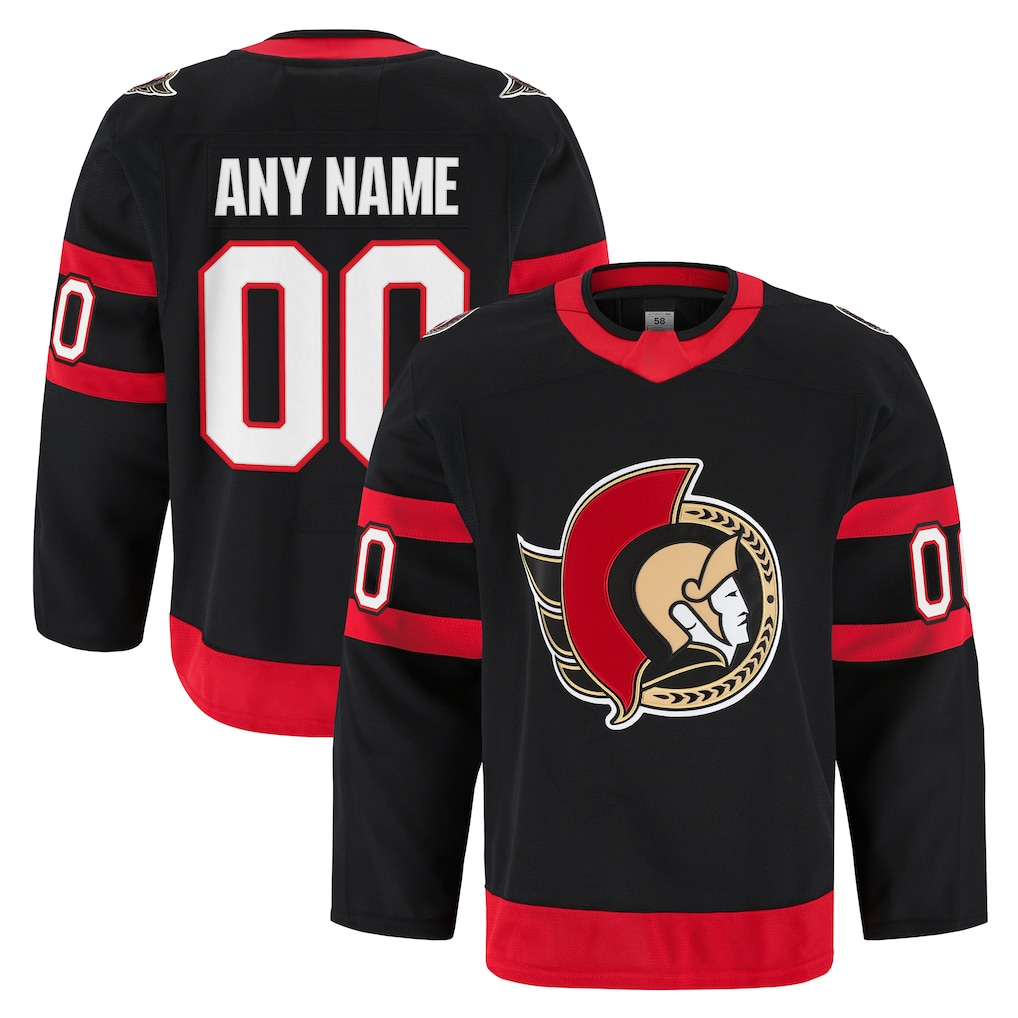 Pouc Custom O.Senators Black Home Authentic Pro Jerseys