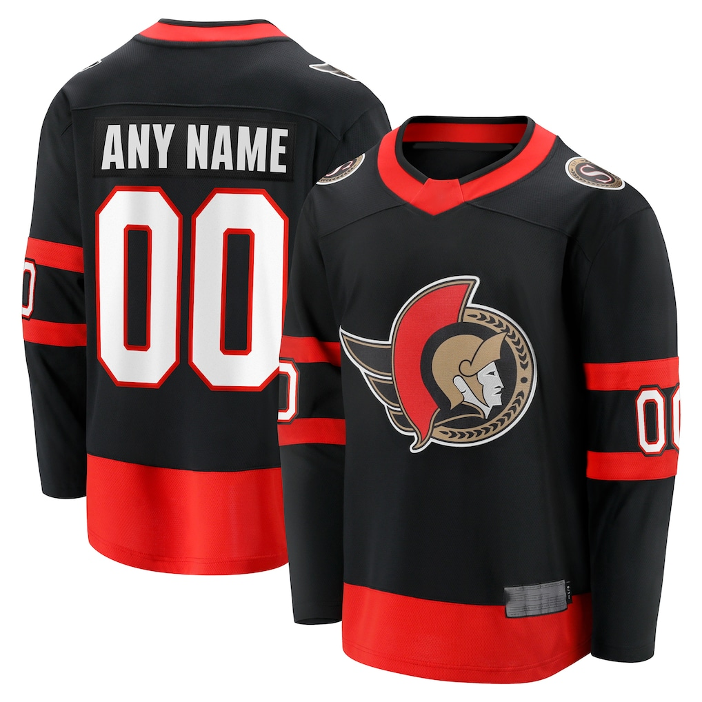 Pouc Custom O.Senators Black Home Breakaway Jerseys