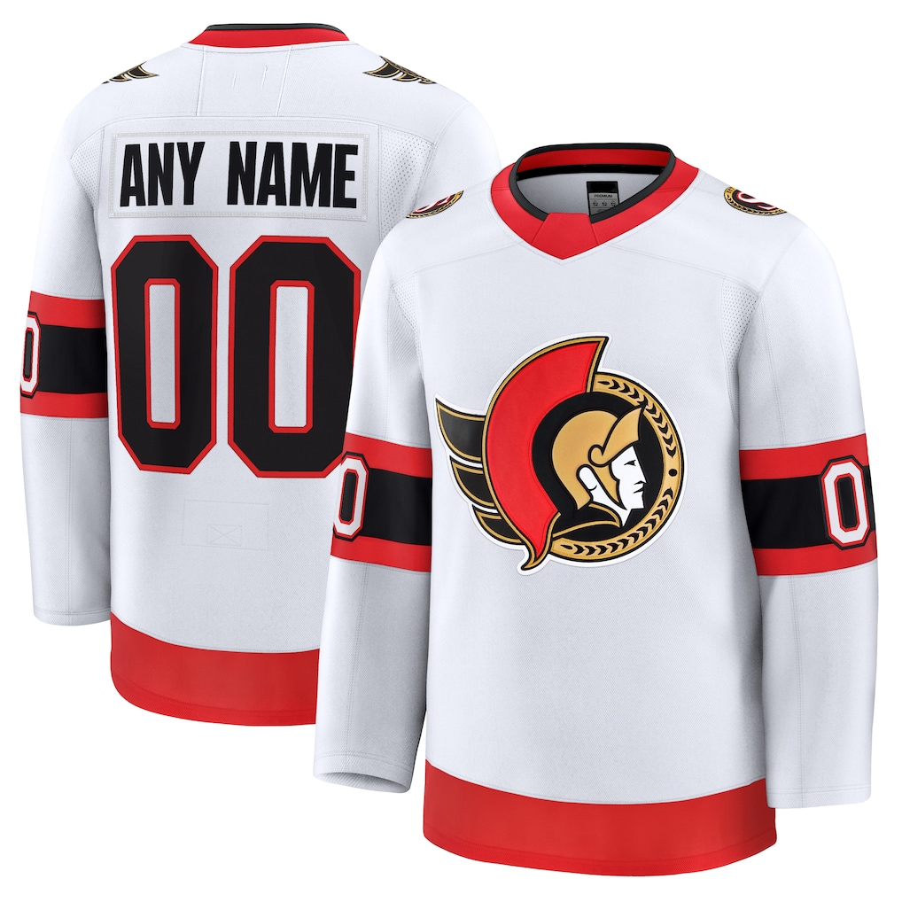 Pouc Custom O.Senators White Away Premium Jerseys