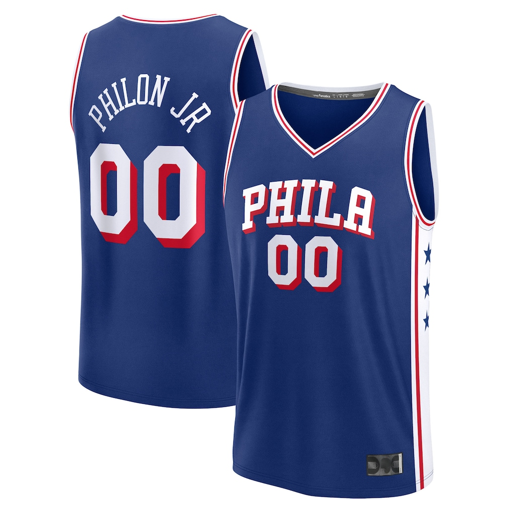 Pouc P.76ers #00 Labaron Philon Jr. Royal Swingman Jerseys - Icon Edition