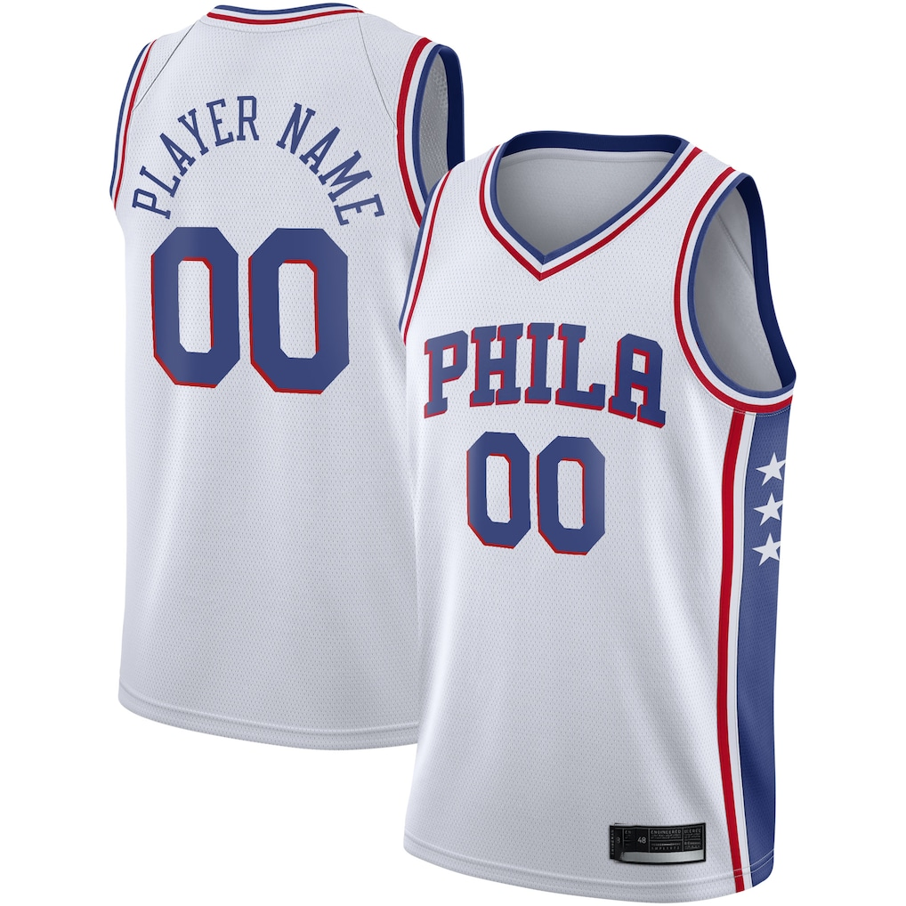 Pouc Custom P.76ers White 2020-21 Swingman Jerseys - Association Edition