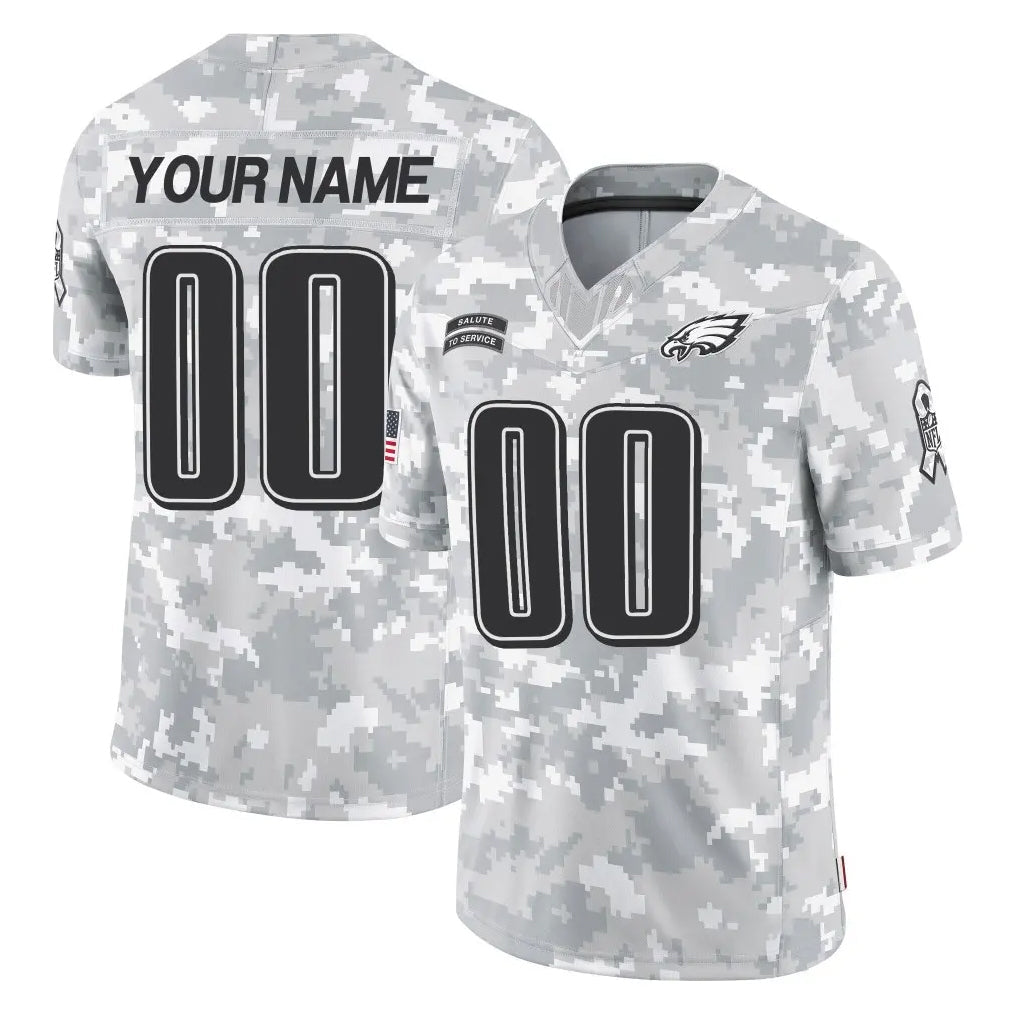 Pouc Custom P.Eagles Arctic Camo Salute to Service Limited Game Any Name & Numbers Stitched Jerseys