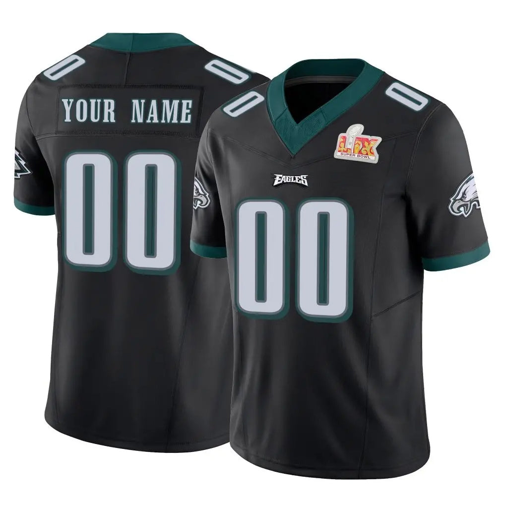 Pouc Custom P.Eagles Black Limited Vapor F.U.S.E. Super Bowl LIX Home Game Any Name & Numbers Stitched Jerseys