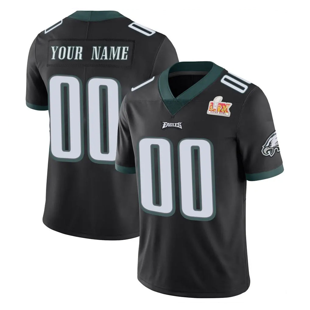 Pouc Custom P.Eagles Black Limited Vapor Untouchable Super Bowl LIX Home Game Any Name & Numbers Stitched Jerseys