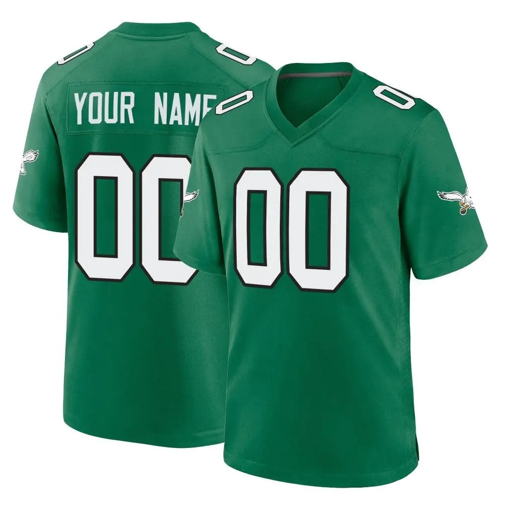 Pouc Custom P.Eagles Green Kelly Alternate Home Game Any Name & Numbers Stitched Jerseys