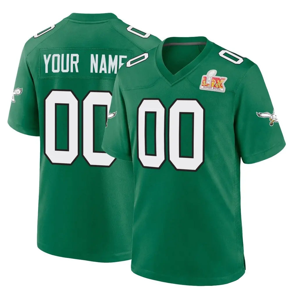 Pouc Custom P.Eagles Green Kelly Alternate Super Bowl LIX Home Game Any Name & Numbers Stitched Jerseys