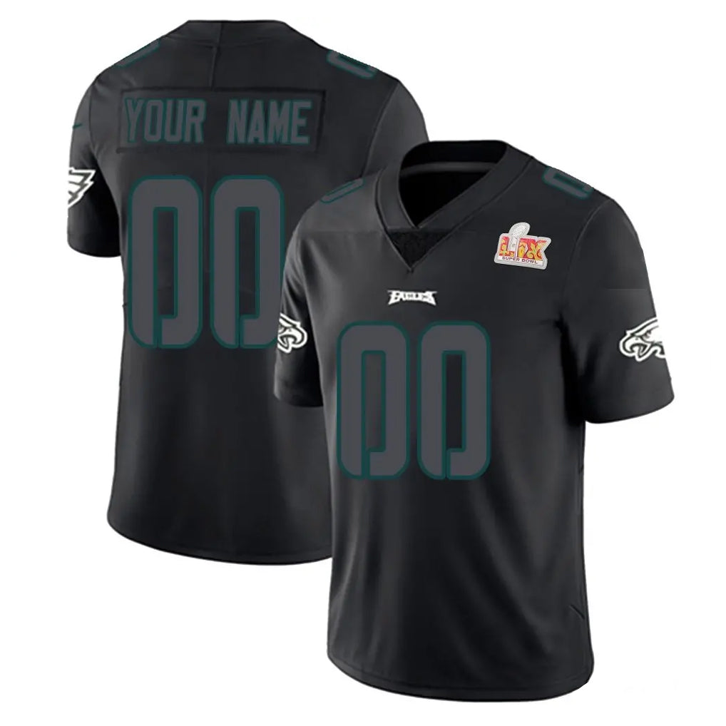 Pouc Custom P.Eagles Limited Black Impact Super Bowl LIX Home Game Any Name & Numbers Stitched Jerseys
