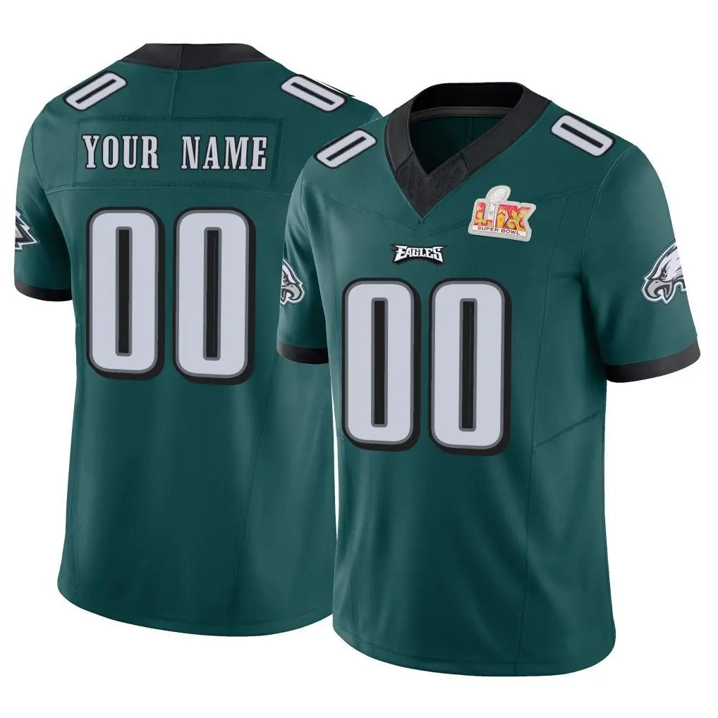 Pouc Custom P.Eagles Team Color Green Limited Vapor F.U.S.E. Super Bowl LIX Home Game Any Name & Numbers Stitched Jerseys