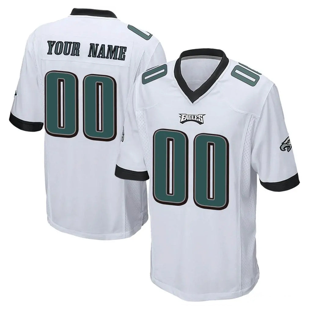 Pouc Custom P.Eagles White Home Game Any Name & Numbers Stitched Jerseys