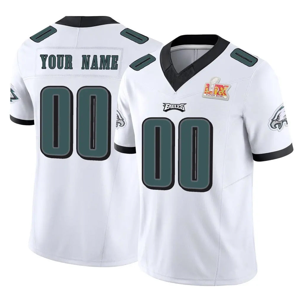 Pouc Custom P.Eagles White Limited Vapor F.U.S.E. Super Bowl LIX Home Game Any Name & Numbers Stitched Jerseys