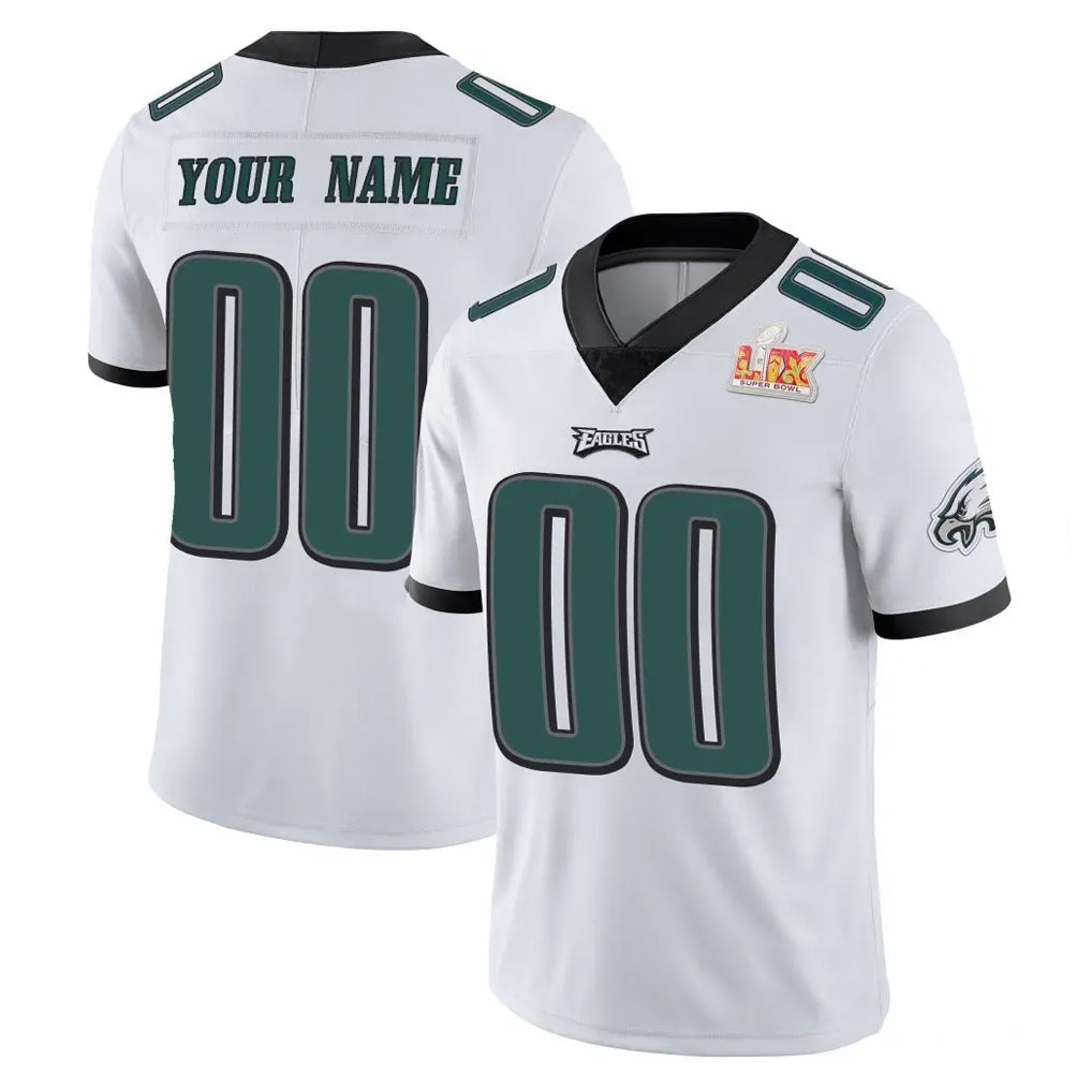 Pouc Custom P.Eagles White Limited Vapor Untouchable Super Bowl LIX Home Game Any Name & Numbers Stitched Jerseys