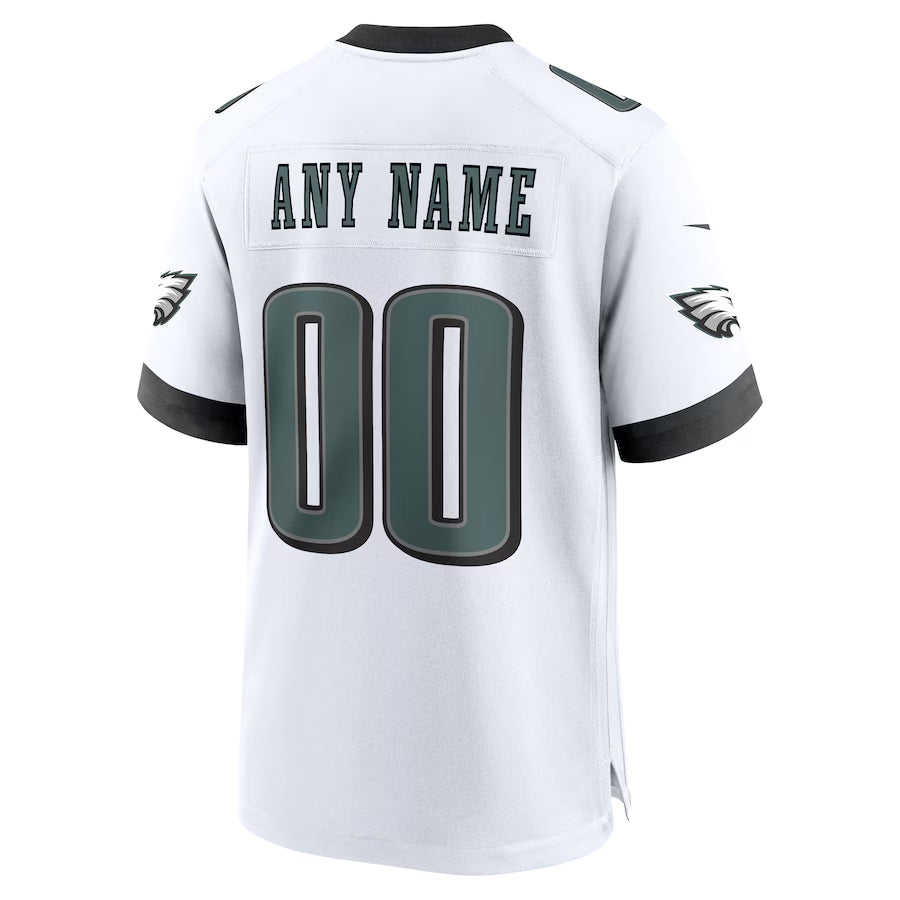 Pouc Custom P.Eagles White Stitched Home Game Stitched Jerseys