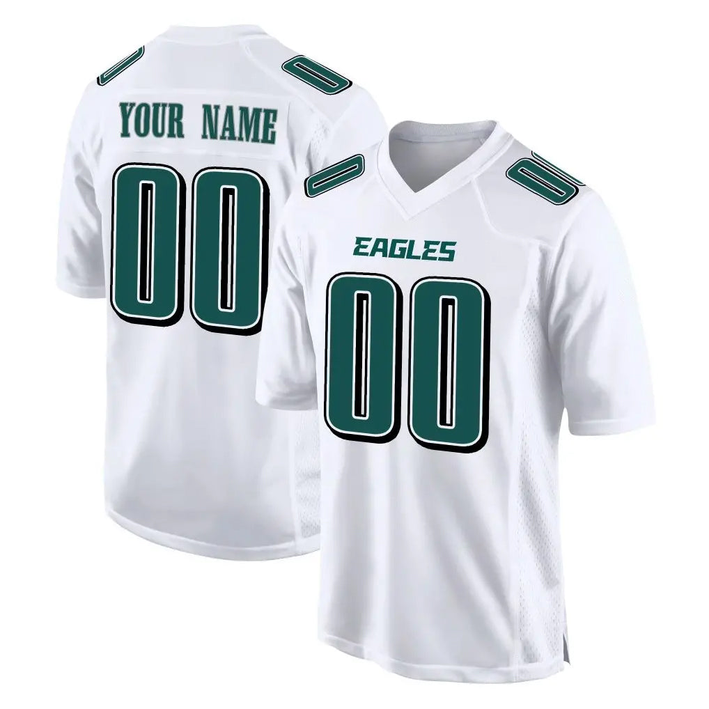 Pouc Custom P.Eagles White Tundra Fashion Home Game Any Name & Numbers Stitched Jerseys