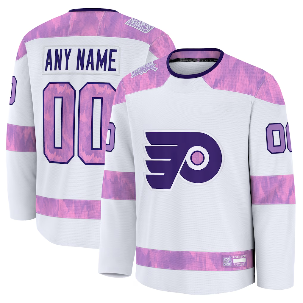 Pouc Custom P.Flyers White 2024 Hockey Fights Cancer Practice Jerseys