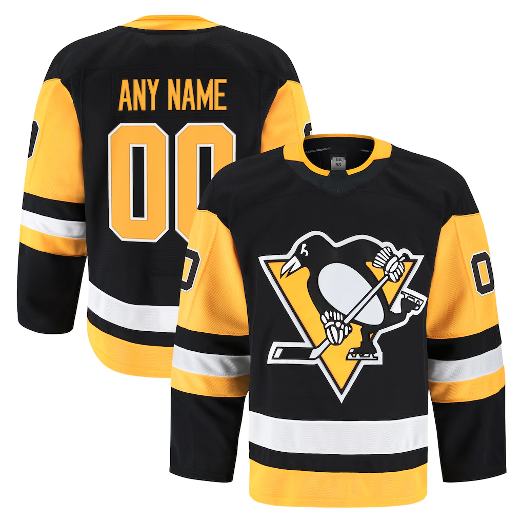 Pouc Custom P.Penguins Black Home Authentic Pro Jerseys