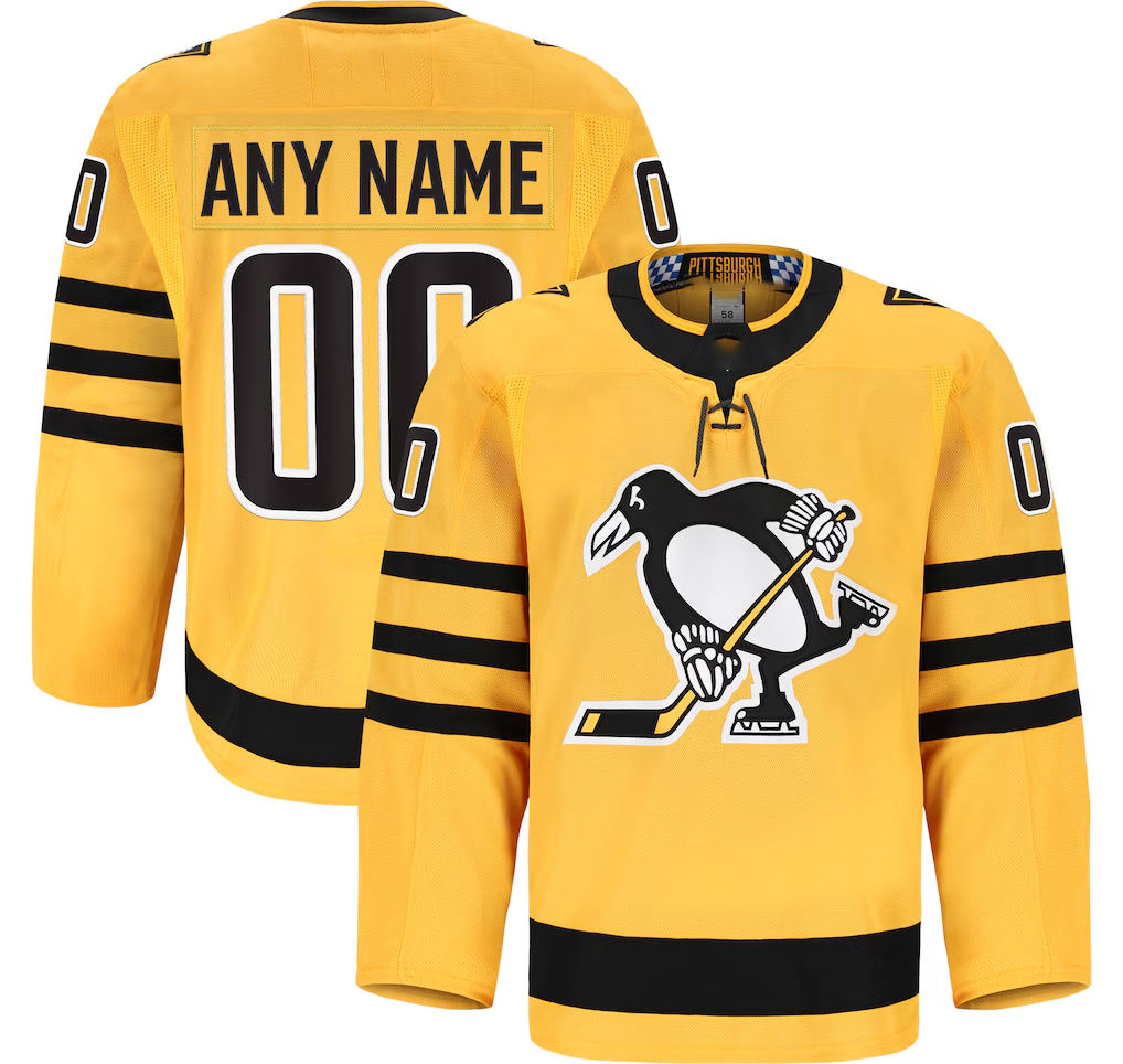 Pouc Custom P.Penguins Gold Alternate Authentic Pro Jerseys