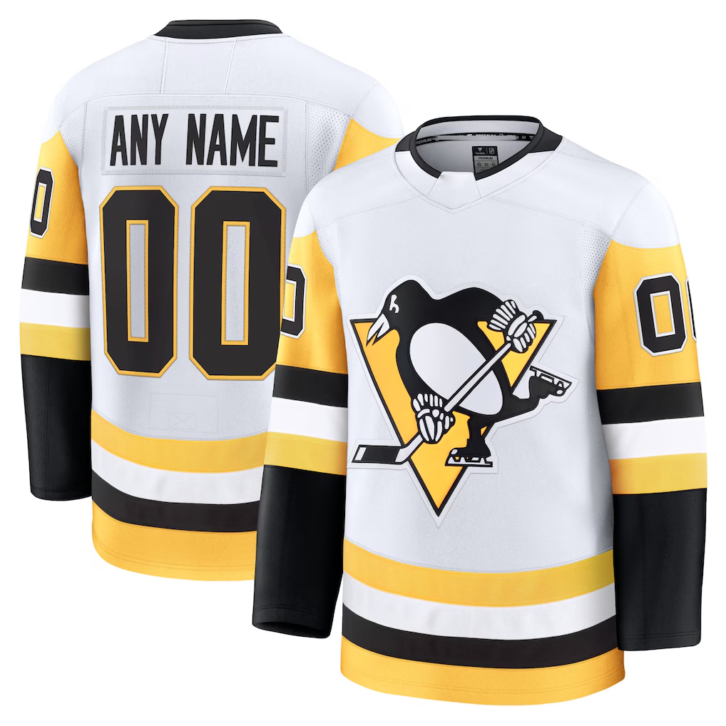Pouc Custom P.Penguins White Away Premium Jerseys