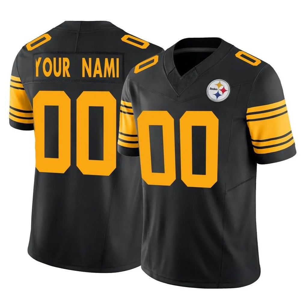 Pouc Custom P.Steelers Black Limited 2nd Alternate Vapor F.U.S.E. Home Game Any Name & Numbers Stitched Jerseys