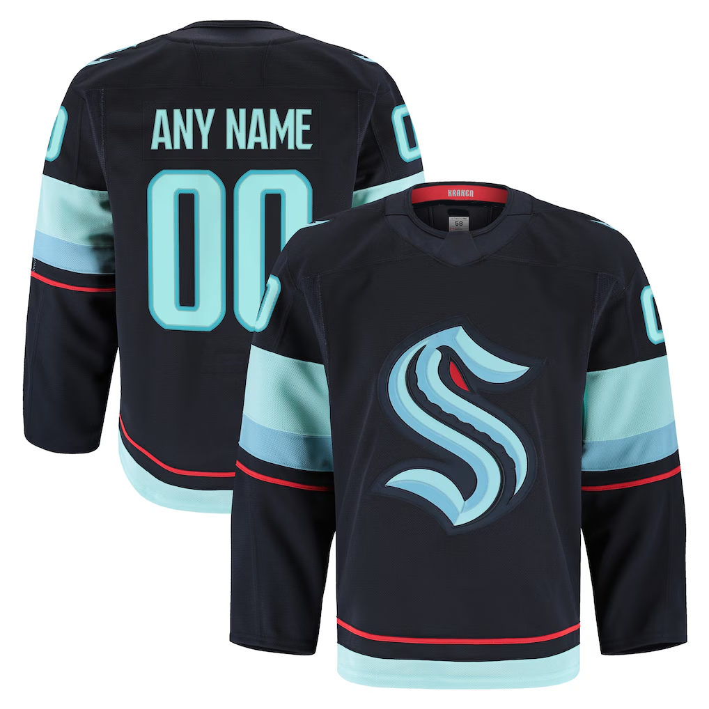 Pouc Custom S.Kraken Navy Home Authentic Pro Jerseys