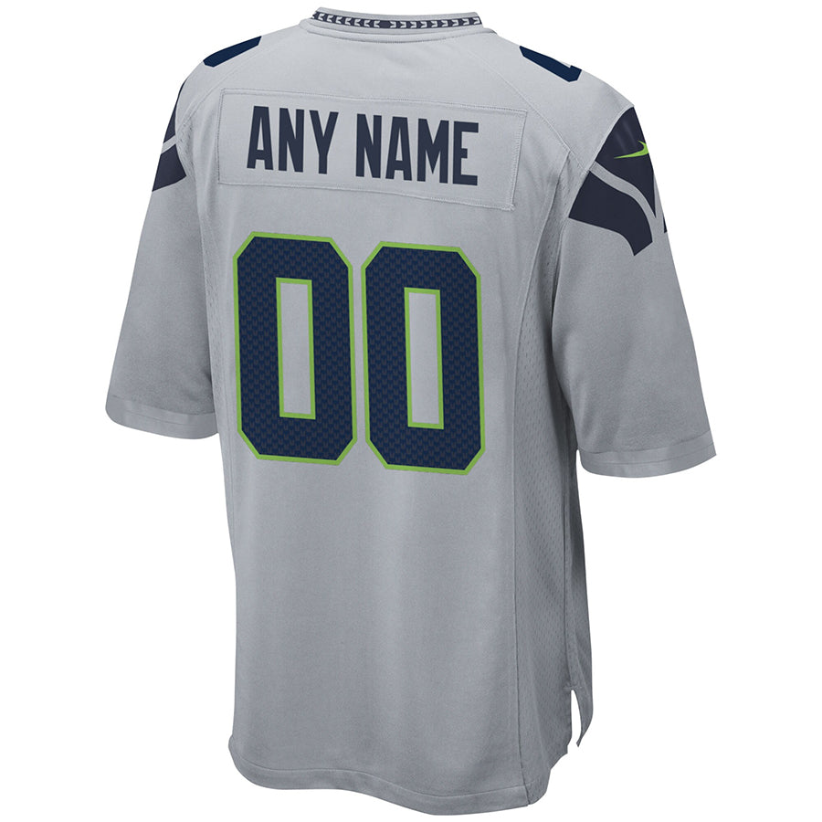 Pouc Custom S.Seahawks Gray Alternate Game Stitched Jerseys