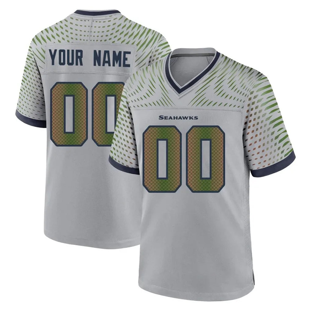Pouc Custom S.Seahawks Grey 2025 Rivalries Collection Home Game Any Name & Numbers Stitched Jerseys