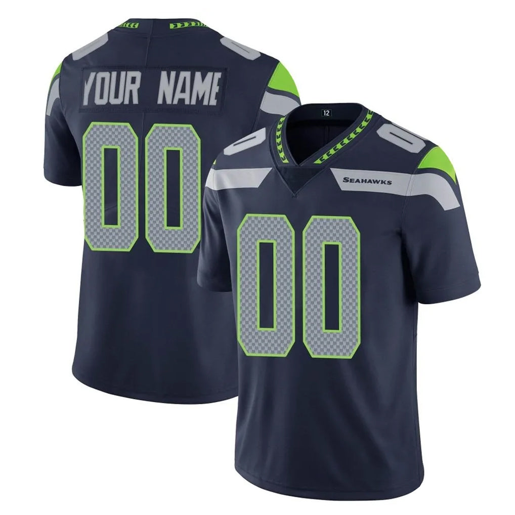 Pouc Custom S.Seahawks Navy Limited Vapor Untouchable Home Game Any Name & Numbers Stitched Jerseys