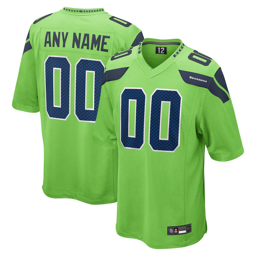 Pouc Custom S.Seahawks Neon Green Alternate Game Stitched Jerseys