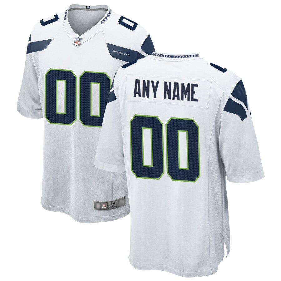 Pouc Custom S.Seahawks White Home Game Stitched Jerseys