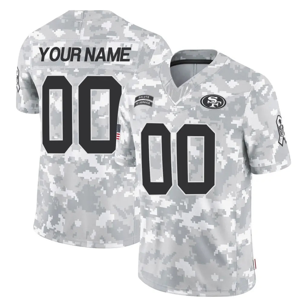 Pouc Custom SF.49ers Arctic Camo Limited Salute To Service Home Game Any Name & Numbers Stitched Jerseys