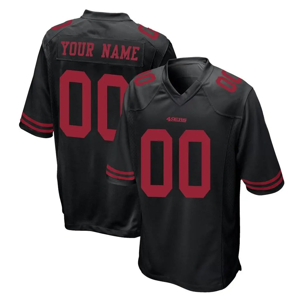 Pouc Custom SF.49ers Black Alternate Home Game Any Name & Numbers Stitched Jerseys