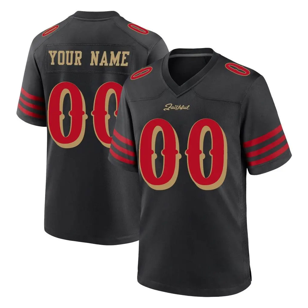 Pouc Custom SF.49ers Black Rivalries Collection Home Game Any Name & Numbers Stitched Jerseys
