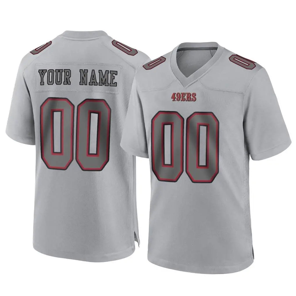 Pouc Custom SF.49ers Gray Atmosphere Fashion Home Game Any Name & Numbers Stitched Jerseys