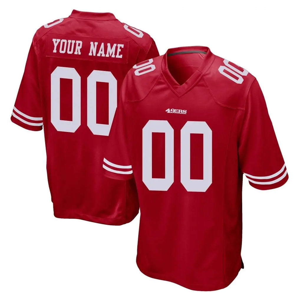 Pouc Custom SF.49ers Red Home Game Any Name & Numbers Stitched Jerseys