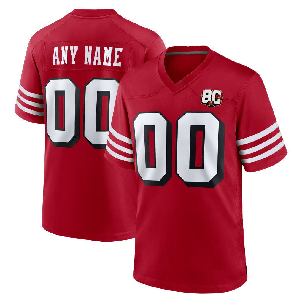 Pouc Custom SF.49ers Red Limited Alternate 80th Vapor Home Game Any Name & Numbers Stitched Jerseys