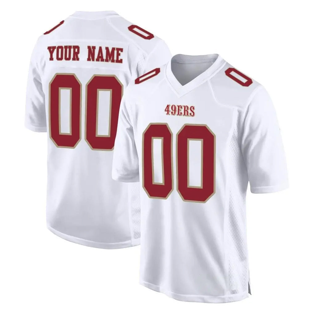 Pouc Custom SF.49ers White Fashion Home Game Any Name & Numbers Stitched Jerseys