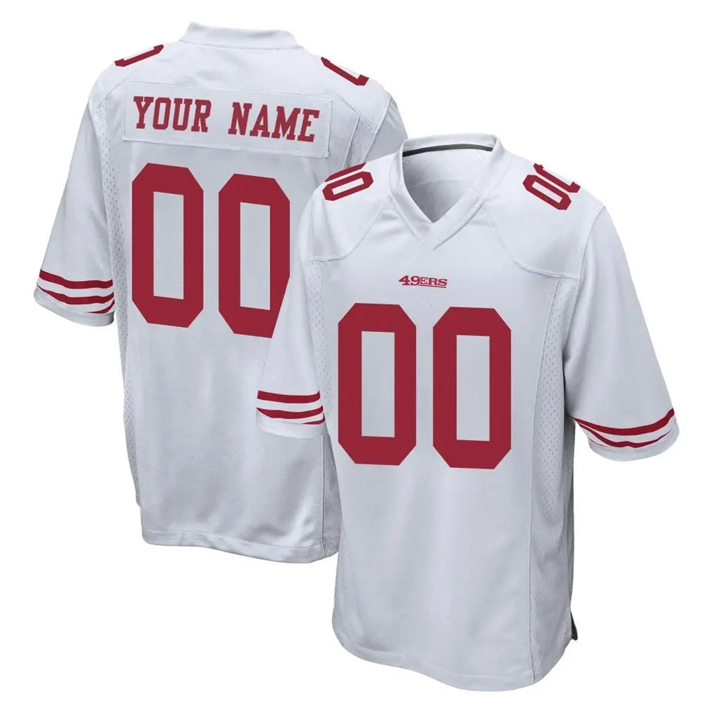 Pouc Custom SF.49ers White Home Game Any Name & Numbers Stitched Jerseys
